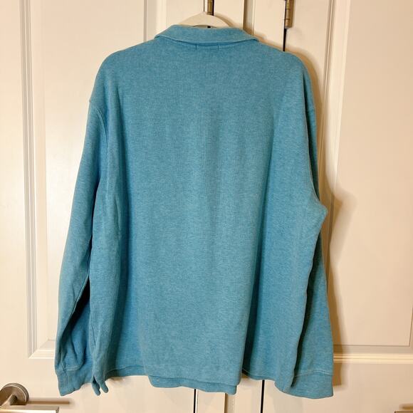 POLO RALPH LAUREN Blue Logo-Embroidered Cotton-Piqué Half-Zip Sweatshirt | XL - Picture 3 of 8